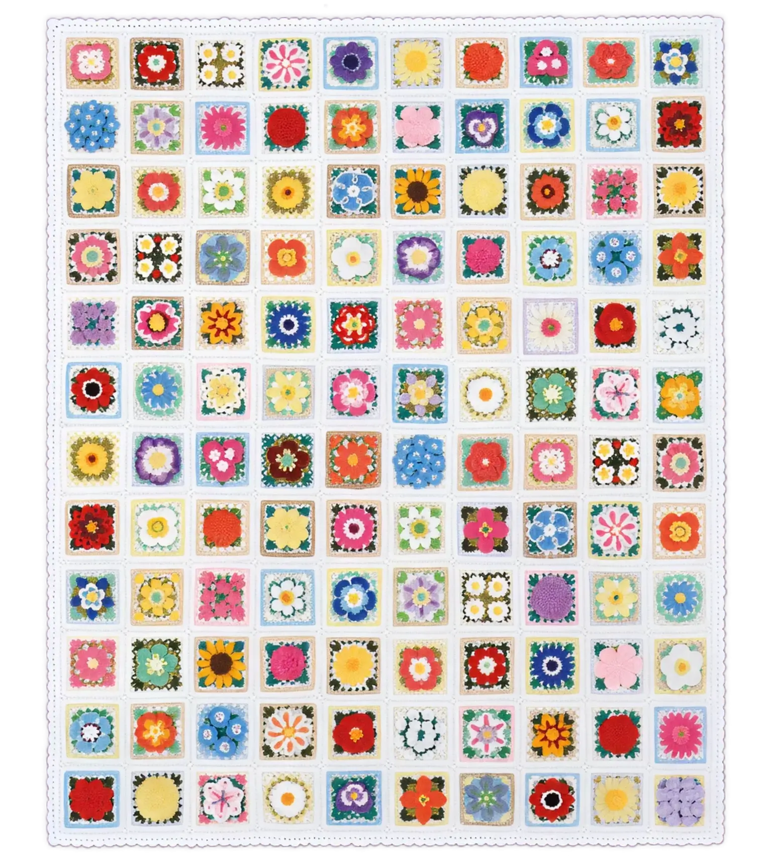 Votre magnifique plaid crocheté de fleurs en relief